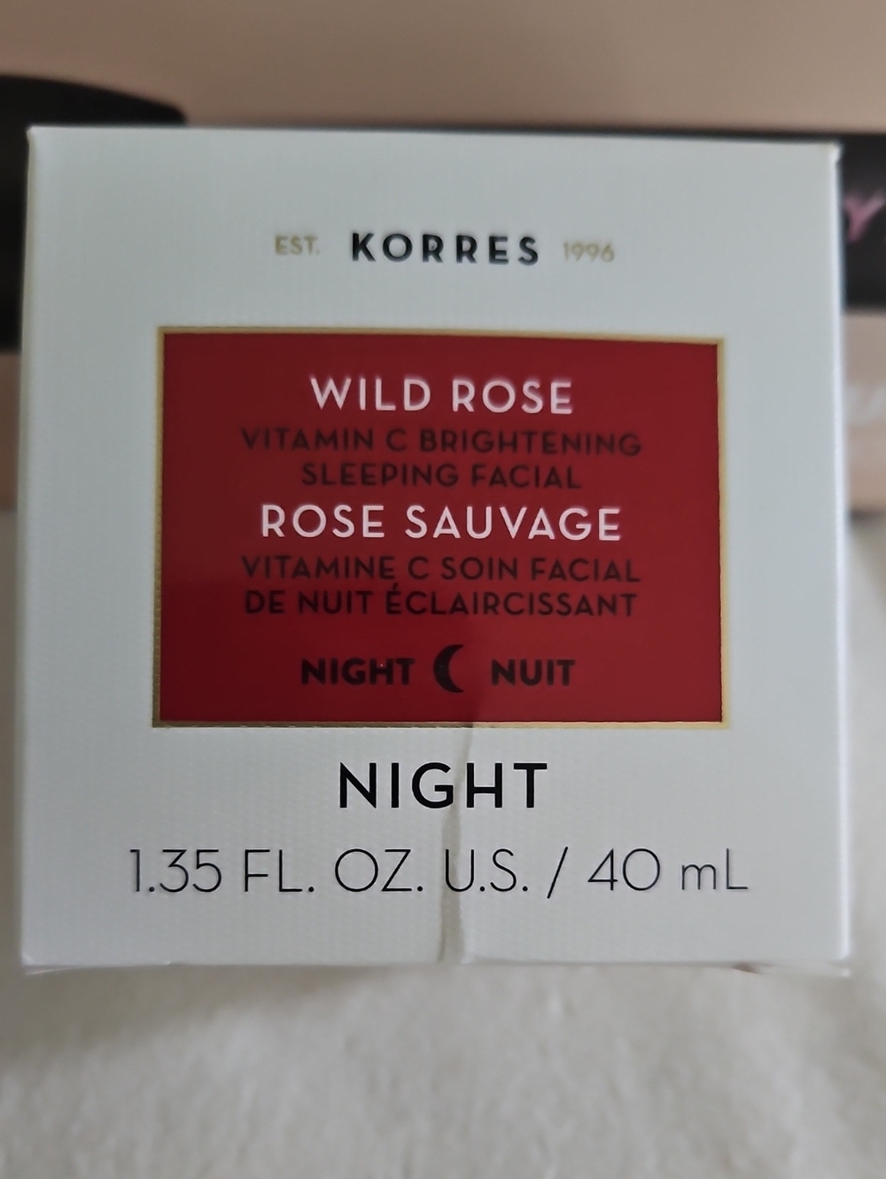 Korres Wild Rose Night Facial - Red and White Packaging